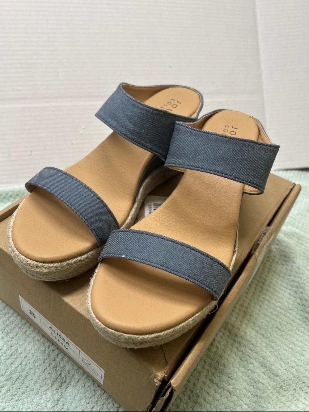 Journee Collection Sandals Alissa Denim Blue Sz 8